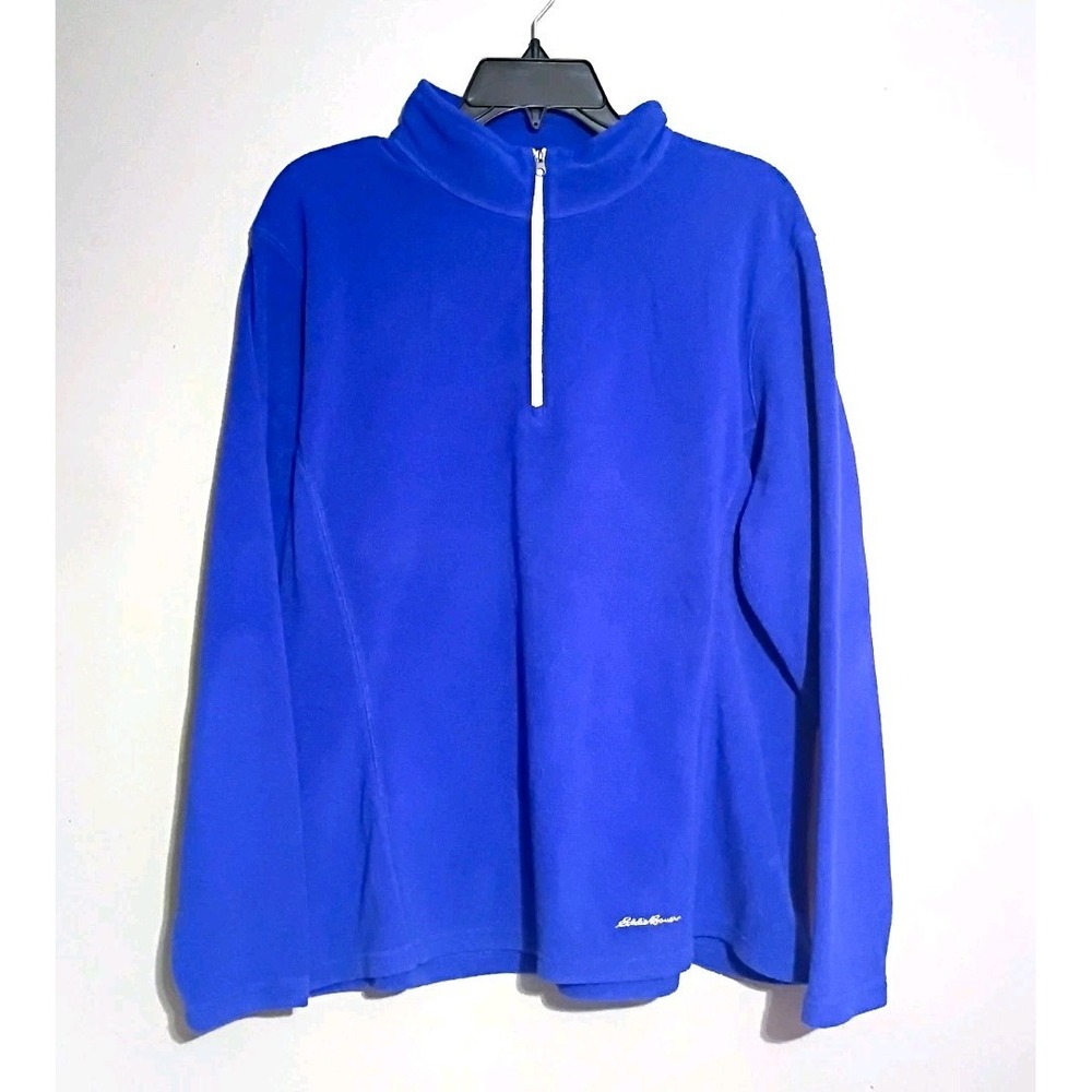 Eddie Bauer Women's Plus 2XL Blue Fleece 1/4 Zip Mock Neck Pullover